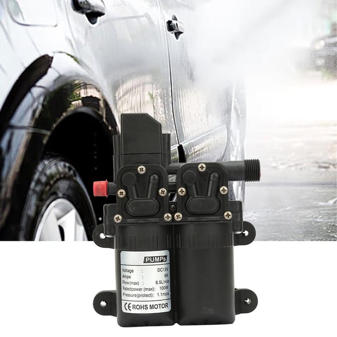 Dubbelzuigende elektrische zelfaanzuigende membraanwaterpomp 12V 100W(zwart)