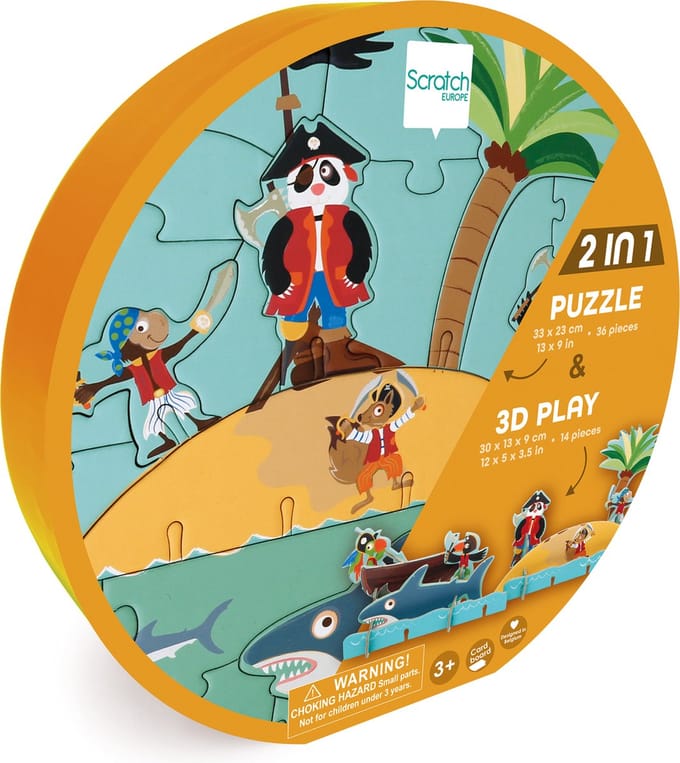SCRATCH 3D Speelpuzzel - Piraat - 33X23,1Cm - 36 Stukjes - 3 Jaar