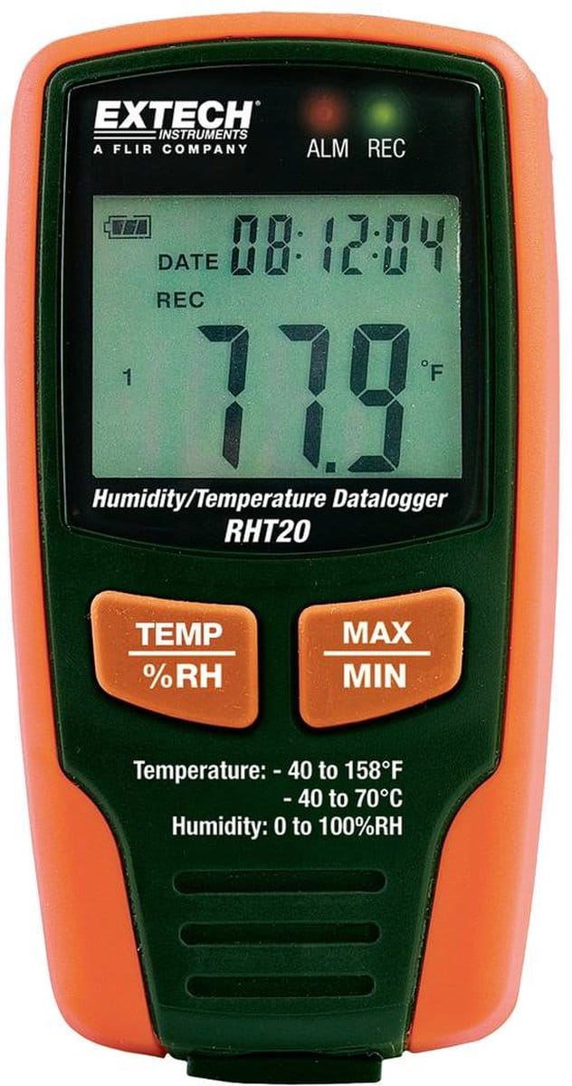 Extech RHT20 Datalogger voor luchtvochtigheid en temperatuur – 0 % Hrel 100 % Hrel Datalogger functie