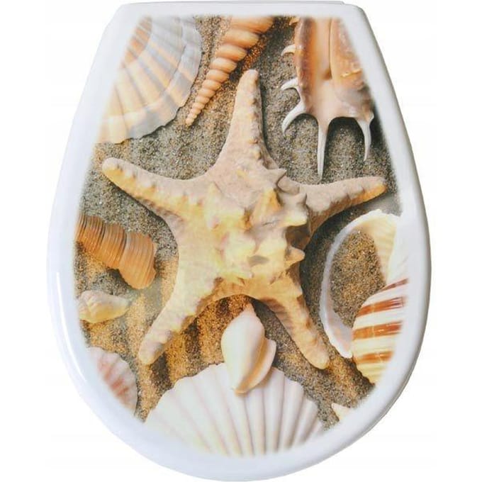 Bisk Lilia Serie - Toiletbril - Ovaal - Wit en Beige - Kunststof