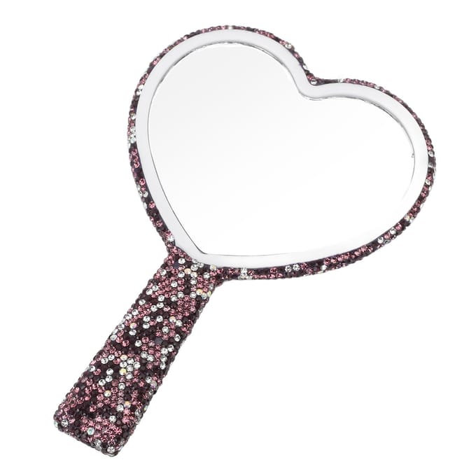 Strass Handspiegel Draagbaar Schattig Glanzend Handheld Bling Hart Spiegel voor Bruiloften white