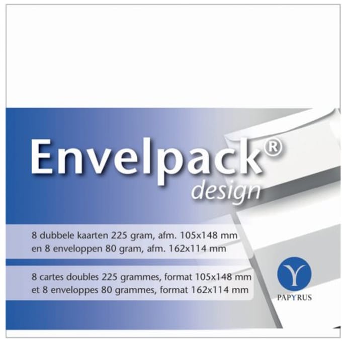 Dubbele kaart Papyrus Envelpack Design C6 114x162mm wit 894436 set van 8