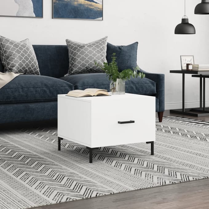 vidaXL - Salontafel - 50x50x40 - cm - bewerkt - hout - wit