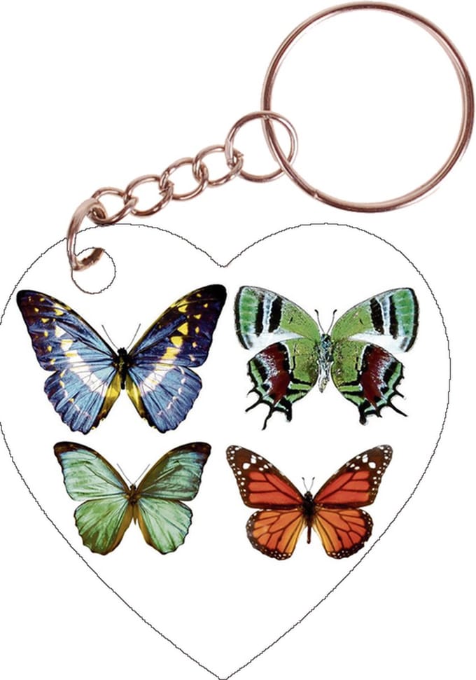 Sleutelhanger hartje 5x5cm - Diverse Vlinders - Verzameling
