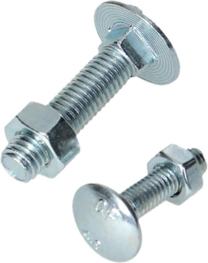 Slotbout met moer. M5 x 20mm. lang.Gegalvaniseerd. 15 stuks Houtbout. Ifix.