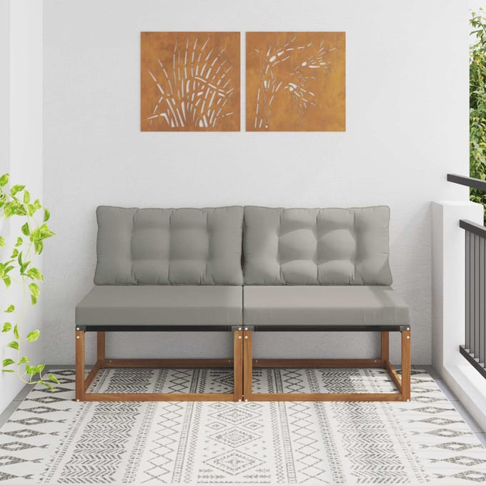 vidaXL - 2 - st - Buiten - Midden - Sofa - Massief - Acacia - Hout - Naturel