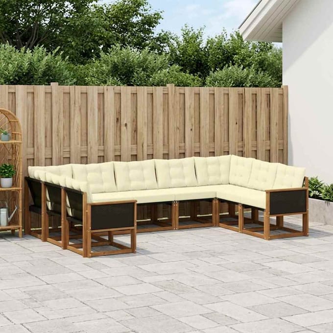 vidaXL - Buiten - bank - set - 9 - st - Natuurlijk - en - Crème