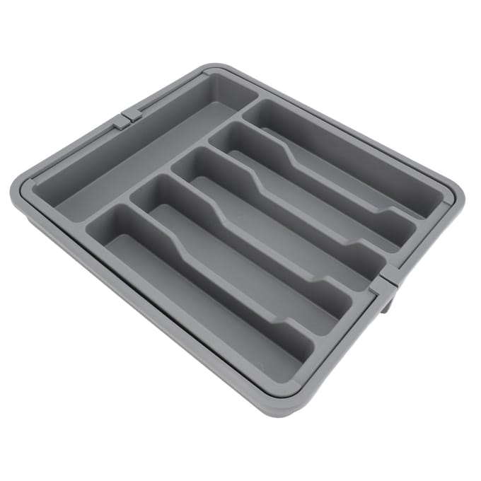 Besteklade Organizer Uitschuifbare Bestek- en Eetgerei Houder Keukengerei Organizer gray