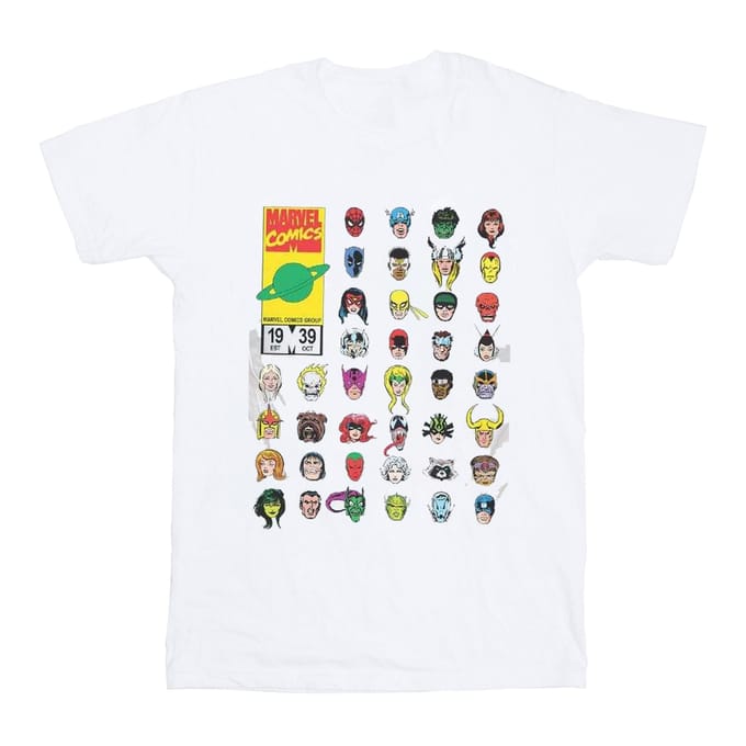 Marvel Heren Marvel Comics Hoofden Cover T-Shirt (Wit)