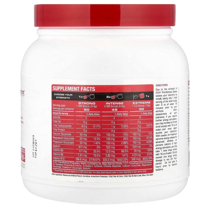 Metabolic Nutrition, ESESP Complément Pré-Entraînement, Punch aux Fruits, 300 g