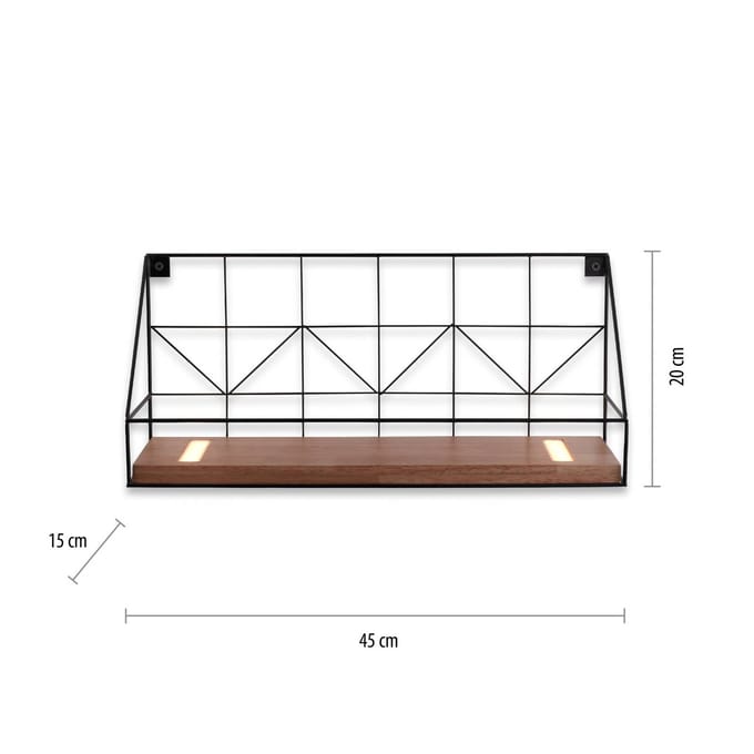 JUST LIGHT. GmbH LED wandlamp Board met houten plank, 45x15cm