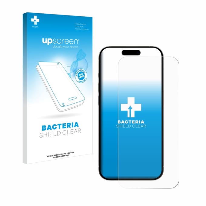 upscreen - Screenprotector voor Apple iPhone 15 Pro - Folie Beschermfolie transparant antibacterieel