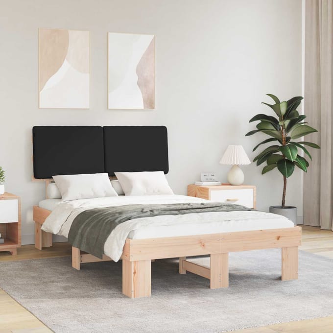 vidaXL - Bedframe - met - Gevoerde - Hoofdbord - Zwart - 120 - x - 200 - cm