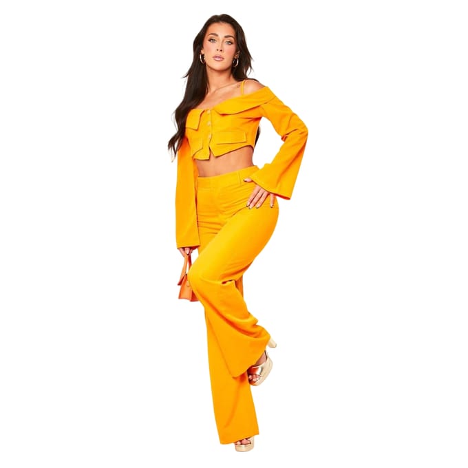 Missy Empire Dames/Dames Broek Met Pasvormen En Uitlopend (Oranje)
