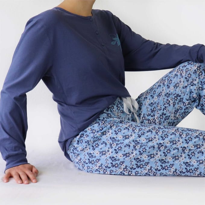 Tenderness Dames Pyjama - Katoen - Indigo Blauw - Maat XXL
