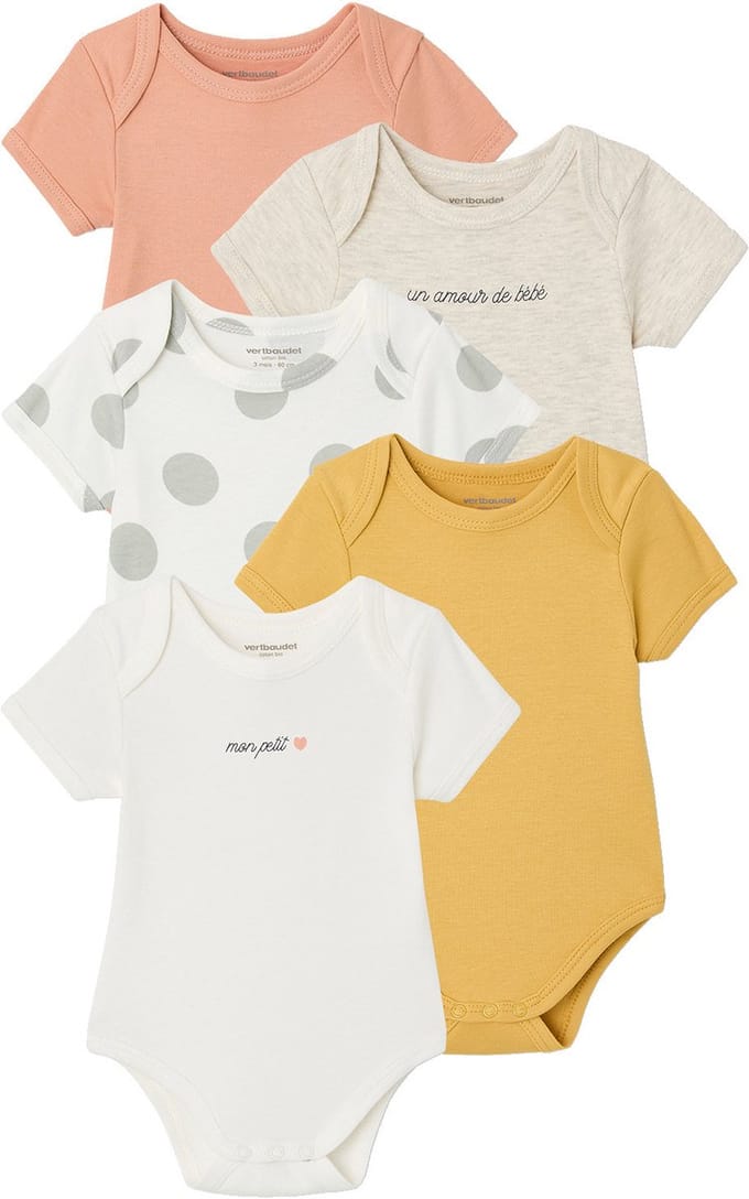 Vertbaudet Set van 5 body's baby korte mouwen