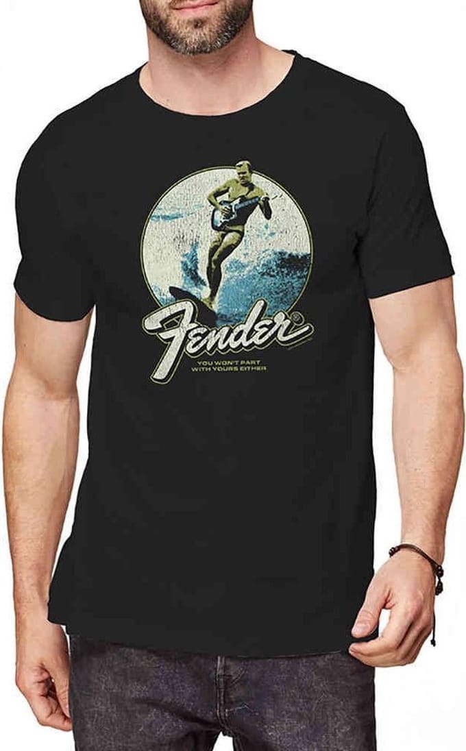 Fender - Surfer Heren T-shirt - M - Zwart