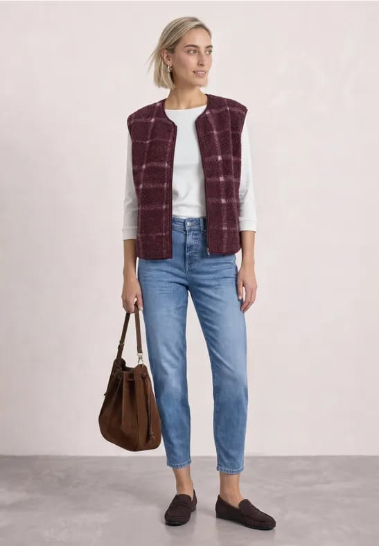 Teddyvest met rits en print