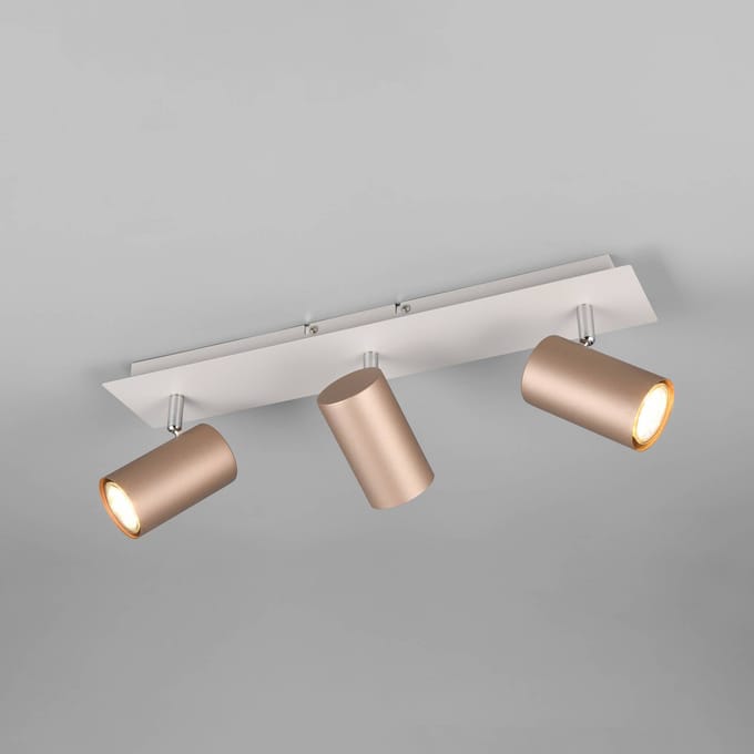 Trio Lighting Marley plafondspot bruin/lichtgrijs 48 x 9 cm 3-lamps metaal
