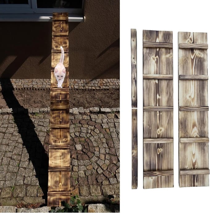 Gevlamde Houten Klimhulp voor Katten Balkon Trap 1 Meter
