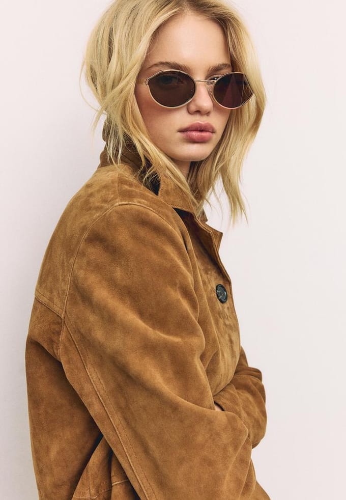 Stradivarius Leren jas met zakken  Bruin M