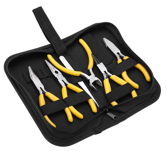 Kit d'outils de pinces à bijoux professionnelles, 5 pièces, nez rond courbé, fabrication de perles, bricolage blanc