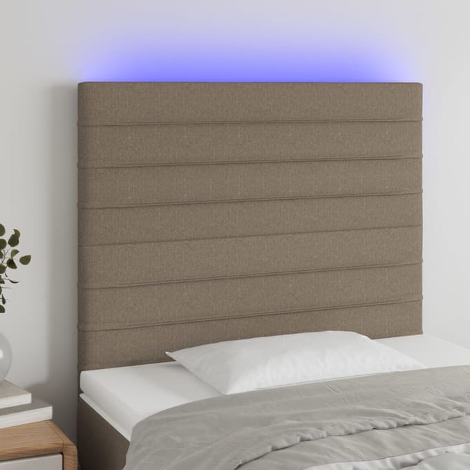 vidaXL - Hoofdbord - LED - 100x5x118/128 - cm - stof - taupe