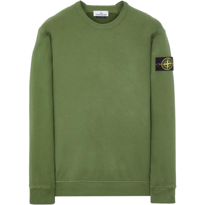 Stone Island Logo Patch Pullover Sweatshirt Heren sweatshirts Olijfgroen 771561720-V0058 L gray