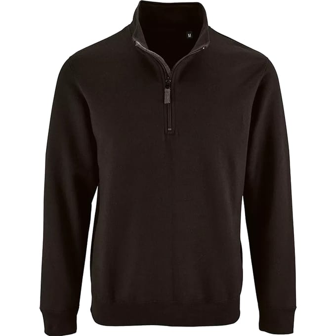 SOLS Heren Stan Contrast Zip Neck Sweatshirt (Zwart)