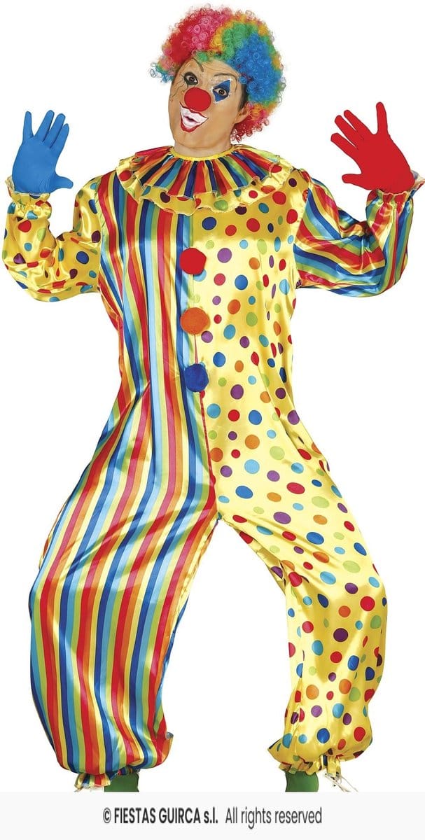 Gekleurde Clown Jumpsuit volwassen - Maat S