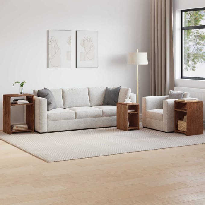 vidaXL Accenttafel met plank met opslag 3 st Bruin Massief Mahoniehout