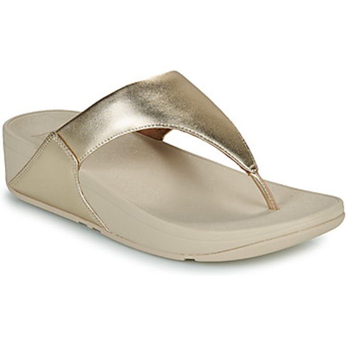 FitFlop Lulu Leather Toepost Dames Slippers - Metallic Beige