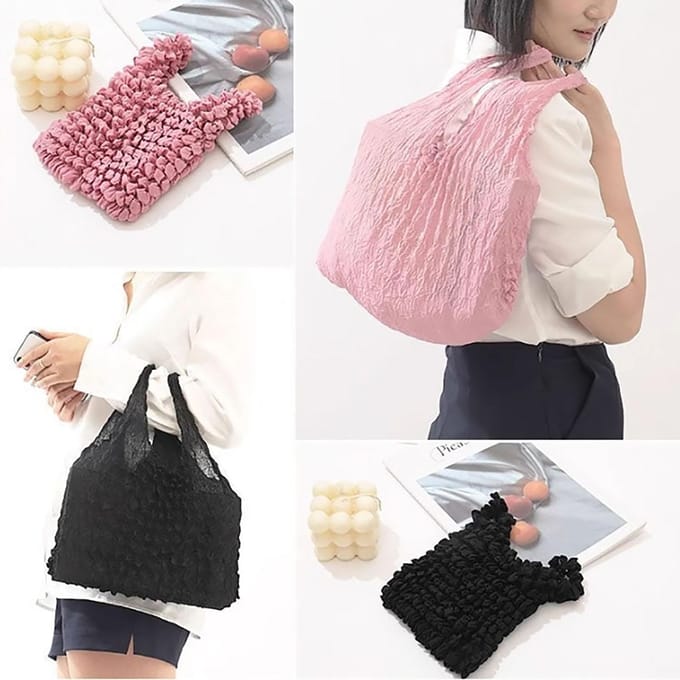 1PC Magische Tas Uitbreidingstas Groentetas Grote Capaciteit Multifunctioneel Bubbelzak zwart