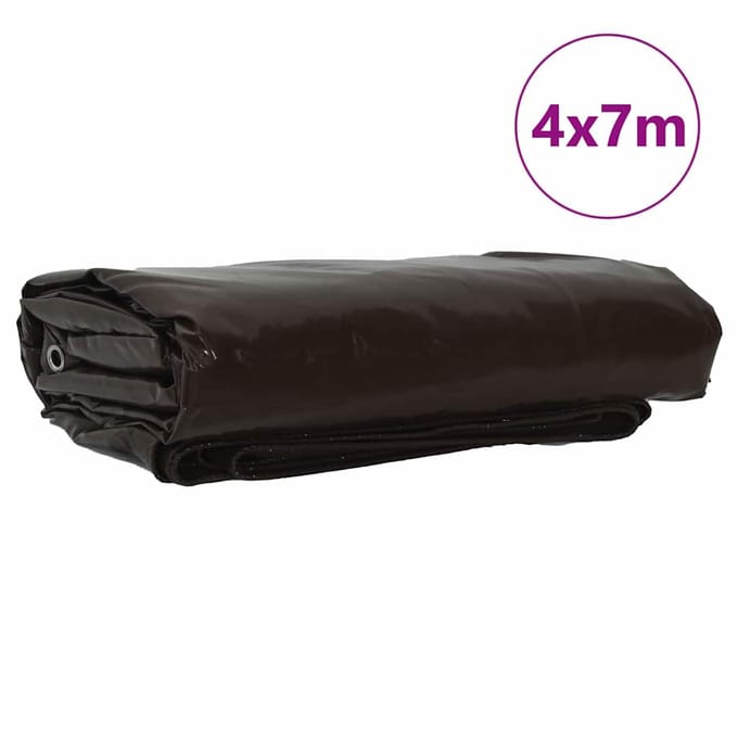 vidaXL - Zeil - 650g - / - m² - Bruin - 4 - x - 7 - m - Canvas - met - PVC-coating