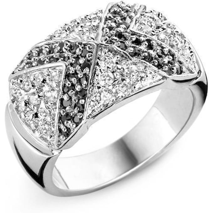 Orphelia Ring Black & White Zirconium Zilver 925 R-3237/52