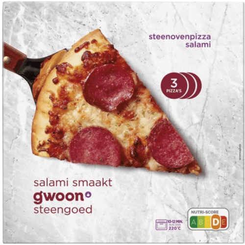 G'woon Steenoven Pizza Salami - 3 x 350 g