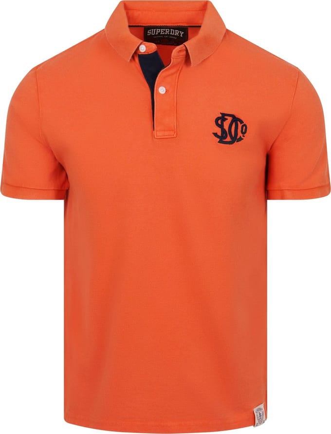 Superdry Polo Piqué Monogram Oranje - Maat 3XL - Heren
