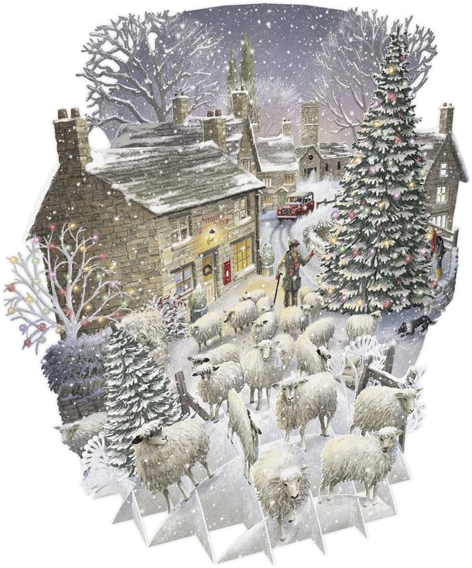 3D-Pop Up Wenskaart Winter Sheep - Laser gesneden kerstkaart