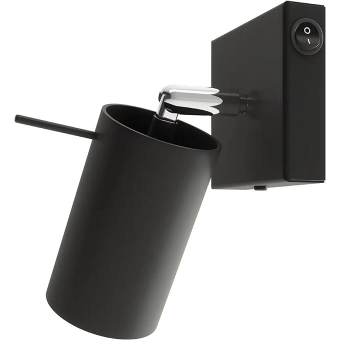 Wandlamp RING met verstelbare spot - Sollux Lighting - IP20 - Zwart staal behuizing - 8 x 8 x 16 cm - 1 x GU10 LED, exclusief lichtbron - Max. 10 W - Moderne wandlamp voor eetkamer, slaapkamer en hal
