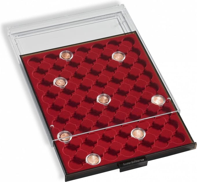 Stapel element, MB - voor Munten Ø 32 mm. (35 st.) Rookleur / Transparant