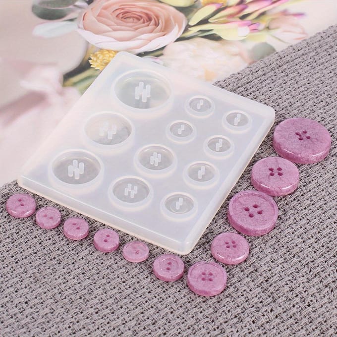 Hars Siliconen Knop Vorm Epoxy Hars Vorm DIY Vorm Sieraden Maken Button black