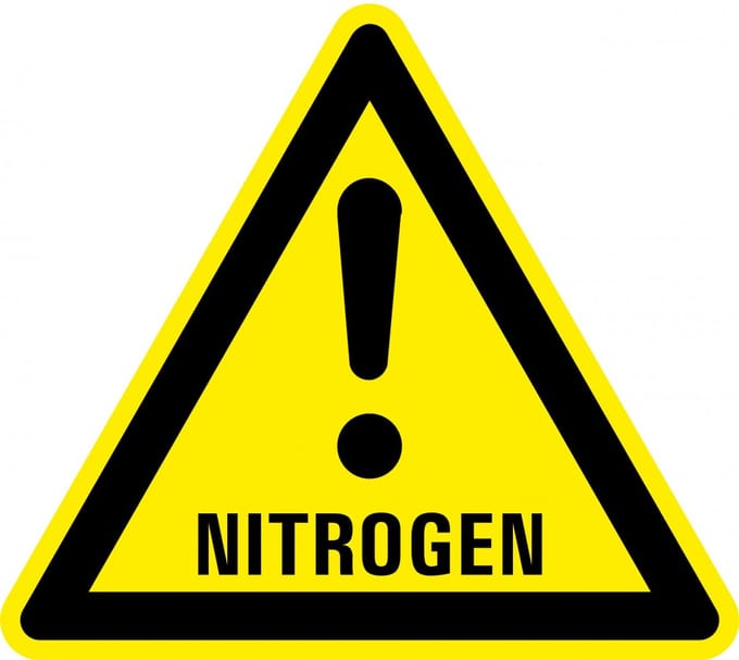 Waarschuwingssticker nitrogen 50 mm - 10 stuks per kaart