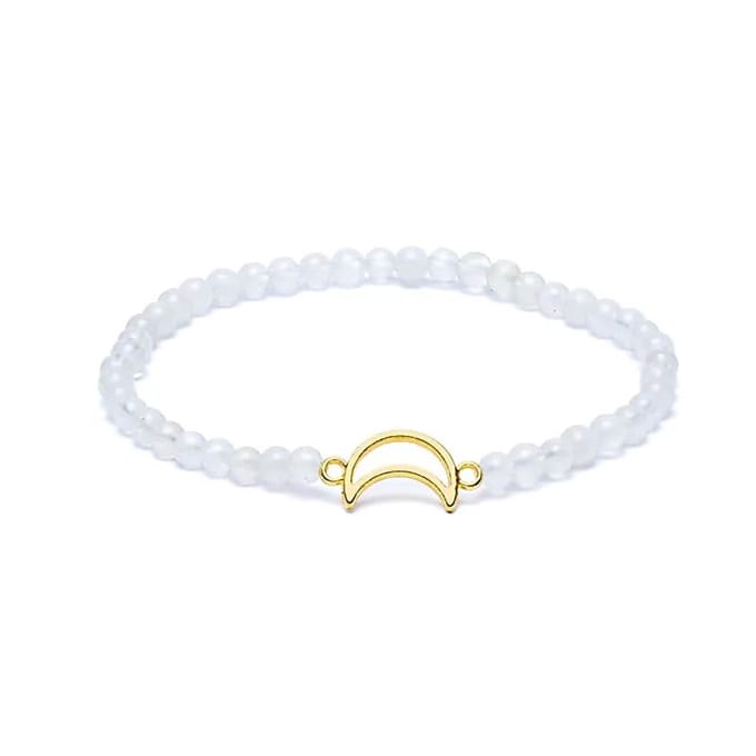 Armband maansteen elastisch met maan bedel