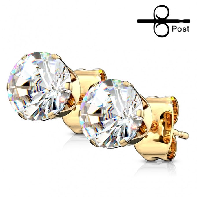 Oorbellen steen rond 0.8x6x4 - goud - LMPiercings
