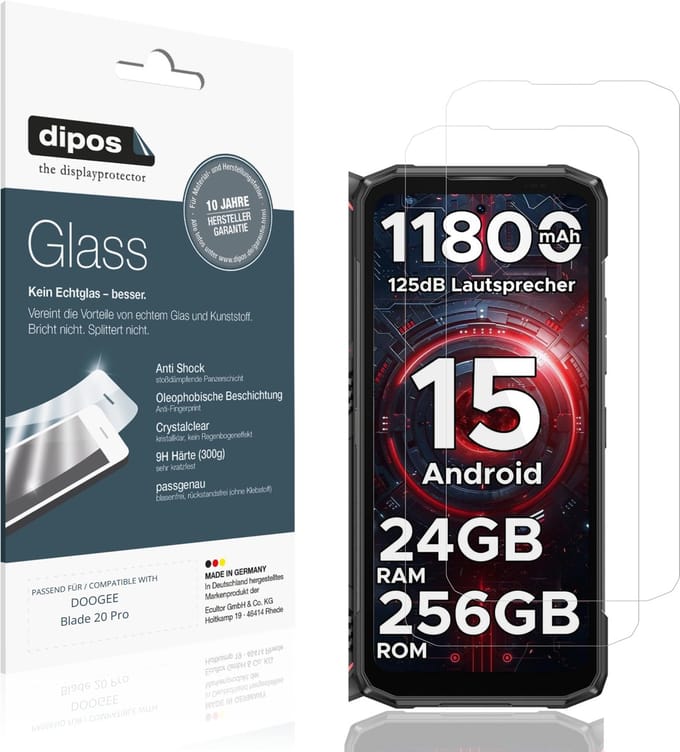 dipos – 2x Pantserfolie geschikt voor DOOGEE Blade 20 Pro | 9H Screenprotector