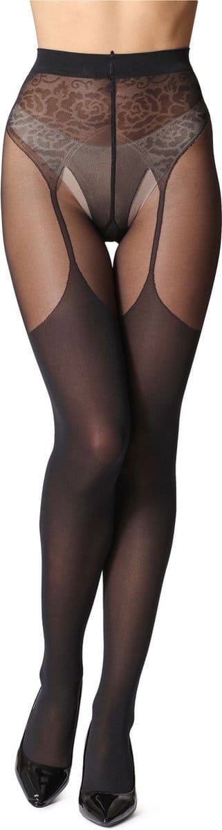 Bellivalini Dames Panty - 60 DEN - Halsterloos - Polyamide - BLV-GI-1112 - Zwart - M
