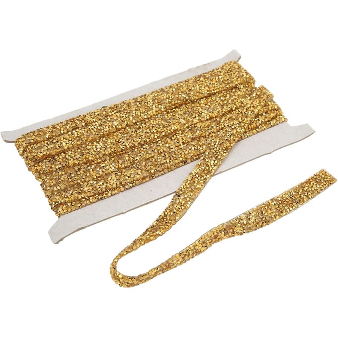 Strasslinten Heldere Strasssteentjes 5 Yards 1,5 cm Breedte Goudkleurige Glitter Strasslinten voor DIY beige