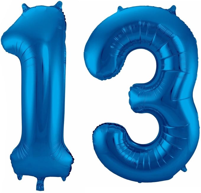 Cijfer ballonnen - Verjaardag versiering 13 jaar - 85 cm - blauw