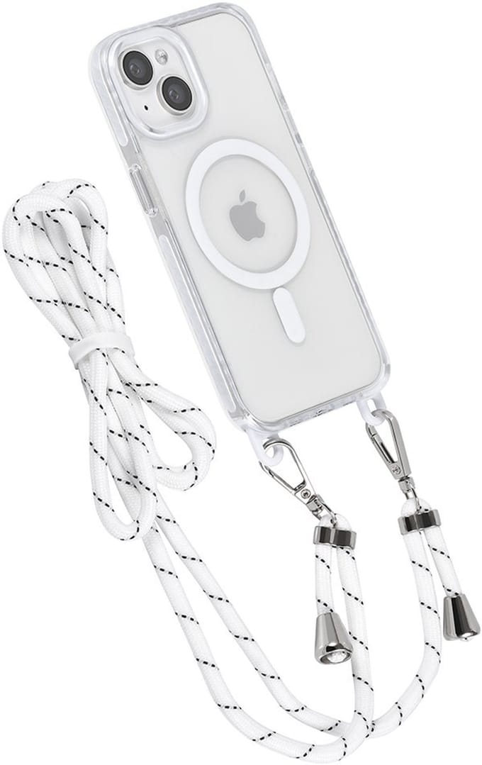 TUNIQ telefoonhoesje voor Apple iPhone 15 - MagSafe backcover met koord - Wit