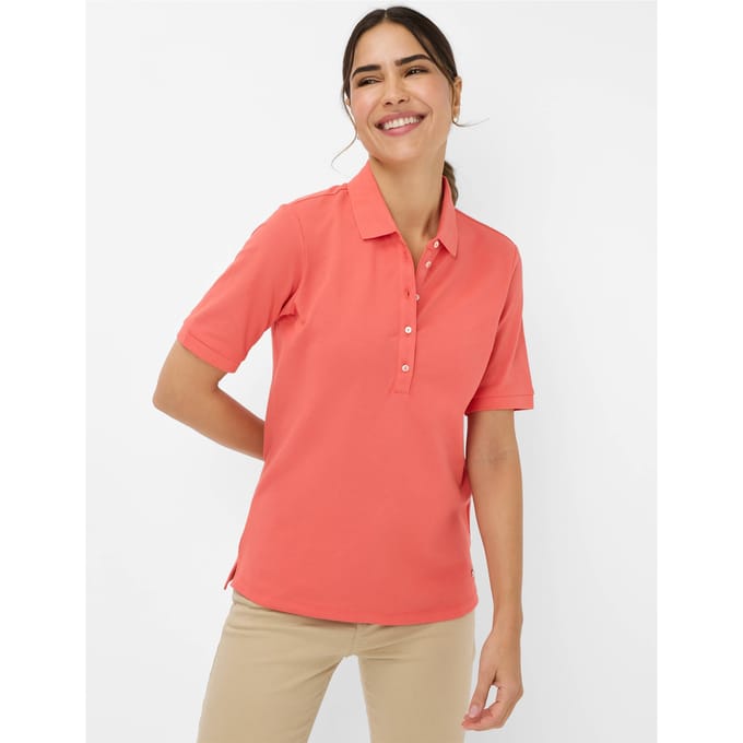 Brax Dames Poloshirt  Style CLEO, lichtrood, maat 40